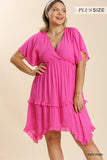 Hot, pink, curvy-plus dress-Sandi's Styles