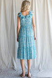 Powder blue floral midi dress-Sandi's Styles