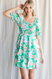 Spring green floral dress-Sandi's Styles
