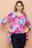 Floral print flare tunic top Regular and curvy-plus size-Sandi's Styles