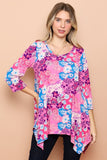 Floral print flare tunic top Regular and curvy-plus size-Sandi's Styles