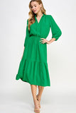 Green Ruffled Midi Dress-Sandi's Styles