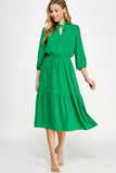 Green Ruffled Midi Dress-Sandi's Styles