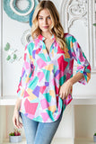 Multi Abstract Print Top in Regular and Curvy-Plus Size-Sandi's Styles
