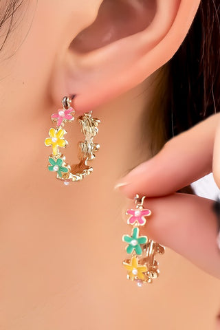 Flower Hoop Earrings-Sandi's Styles