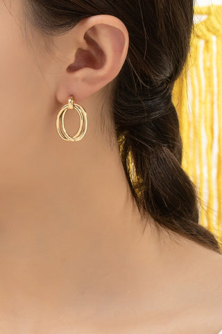 Double intertwined hoop drop earrings-Sandi's Styles