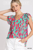 Mint and Coral Top regular size and curvy-plus size-Sandi's Styles