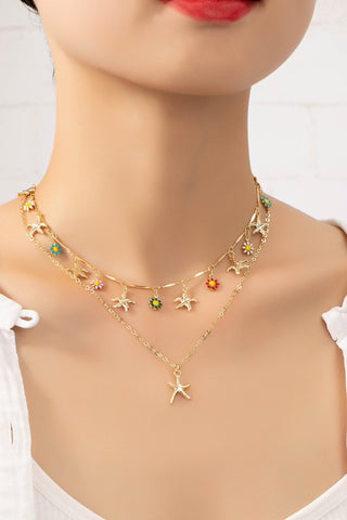 Star and Flower Charm Necklace-Sandi's Styles