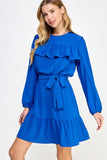 Royal Blue Ruffle Dress-Sandi's Styles