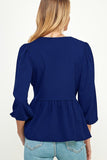 Navy Peplum Top-Sandi's Styles