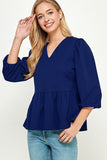 Navy Peplum Top-Sandi's Styles