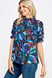 Blue and Black Floral Print Top-Sandi's Styles