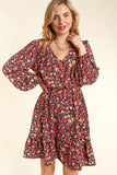 Burgundy Floral Dress-Sandi's Styles