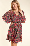 Burgundy Floral Dress-Sandi's Styles