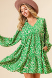 Green and cream printed dress-Sandi's Styles