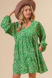 Green and cream printed dress-Sandi's Styles