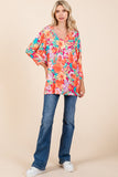 Coral and Teal Print Top-Sandi's Styles