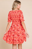 Fall Orange Floral Print Dress-Sandi's Styles