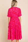 Hot Pink and Coral Midi Dress-Sandi's Styles