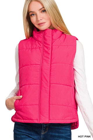 Hot Pink Puffer Vest-Sandi's Styles