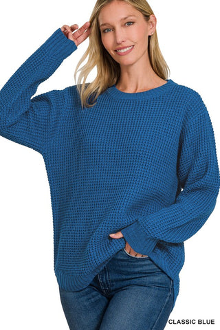 Blue Waffle Sweater-Sandi's Styles