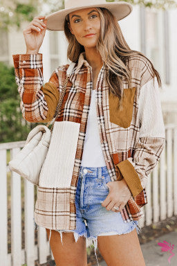 Rust and Cream plaid shacket-Sandi's Styles