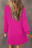 Hot pink textured shift dress-Sandi's Styles