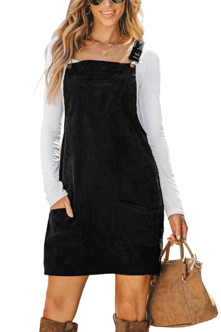 Black Corduroy Overall Dress-Sandi's Styles