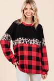 Red Plaid and Leopard Print Top-Sandi's Styles