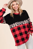 Red Plaid and Leopard Print Top-Sandi's Styles