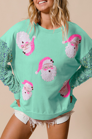 Jade and Pink Santa Sequin Top-Sandi's Styles