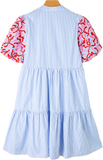 Blue Stripe and Floral Dress-Sandi's Styles