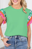 Green Top with Ruffled Sleeve-Sandi's Styles