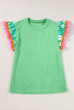 Green Top with Ruffled Sleeve-Sandi's Styles