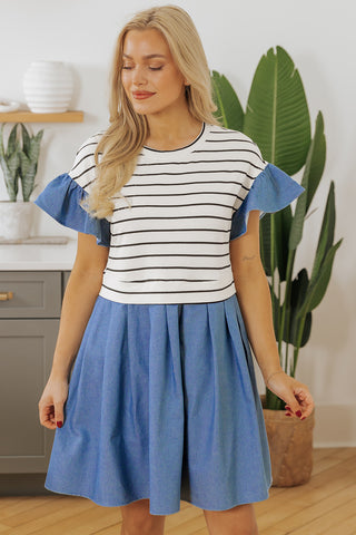 Denim and Stripe Dress-Sandi's Styles