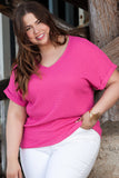 Pink Textured Curvy-Plus Top-Sandi's Styles