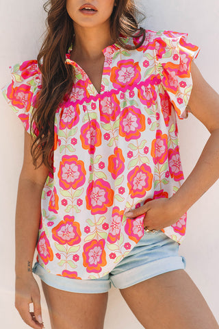 Pink And Coral Print Top-Sandi's Styles
