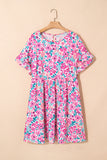 Pink Floral Curvy-Plus Dress-Sandi's Styles