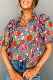 Red and Green Floral Top-Sandi's Styles