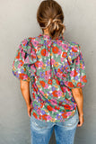 Red and Green Floral Top-Sandi's Styles