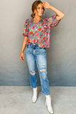 Red and Green Floral Top-Sandi's Styles
