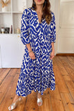 Blue and White Abstract Maxi Dress-Sandi's Styles