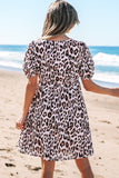 Leopard Print Short Sleeve Dress-Sandi's Styles