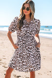 Leopard Print Short Sleeve Dress-Sandi's Styles