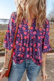 Navy and Coral Floral Top-Sandi's Styles