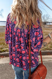 Navy and Coral Floral Top-Sandi's Styles