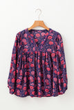 Navy and Coral Floral Top-Sandi's Styles