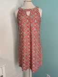 Grey and Coral Medallion Print Dress