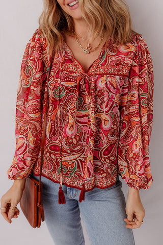 Burgundy Paisley Print Top-Sandi's Styles