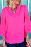 Bright Pink Crinkled Top-Sandi's Styles